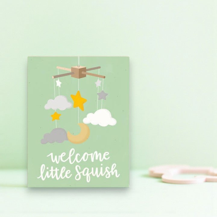 Welcome Little Squish - New Baby Greeting Card - Mellow Monkey