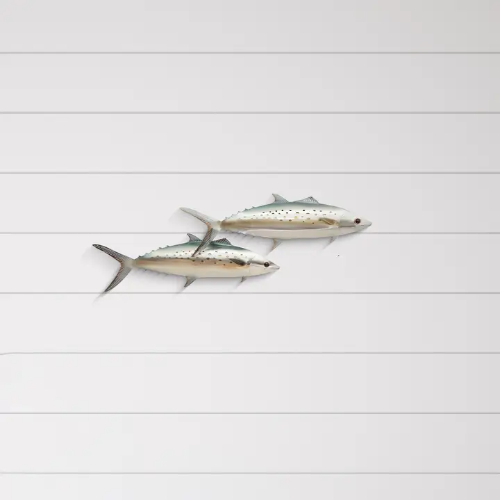 Spanish Mackerel Pair Wall Décor - Stainless Steel - 26-in - Mellow Monkey