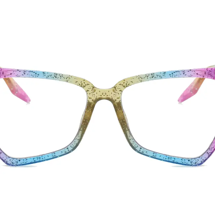 Rainbow Glitter Cat Eye Blue Light Blocking Glasses - Mellow Monkey