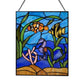 Underwater Blue Ocean Scene Stained Glass Window Panel - 14-in - Mellow Monkey