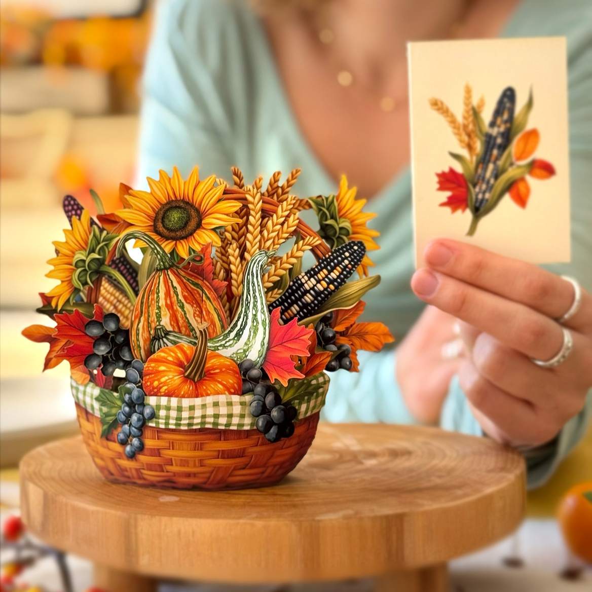 Freshcut Mini Golden Harvest Pop-Up Bouquet & Greeting Card - Mellow Monkey