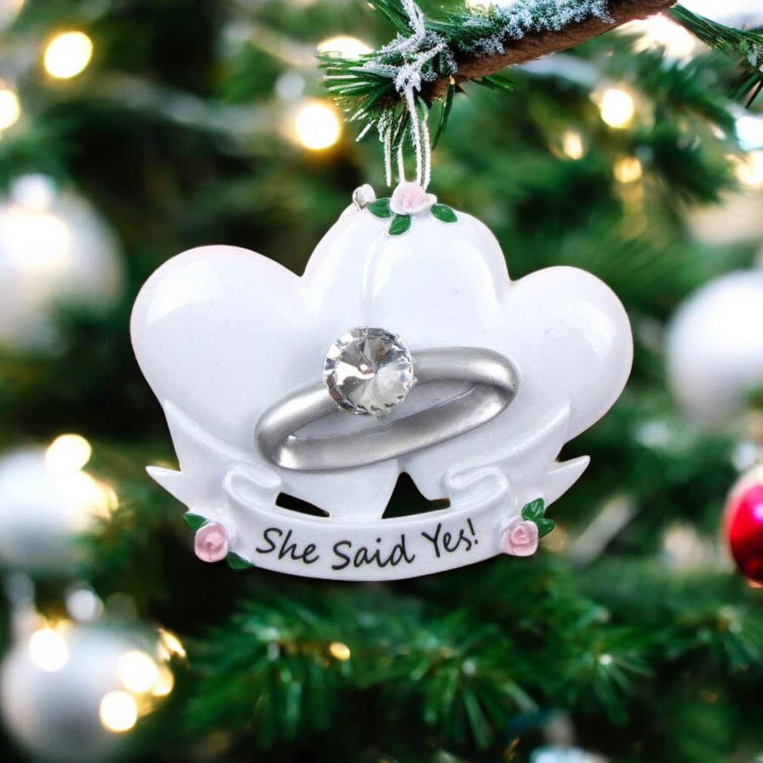 Engagement Ring Personalized Ornament - Mellow Monkey