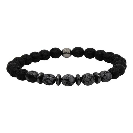 Black Lava Stone And Hematite Brigade Bracelet