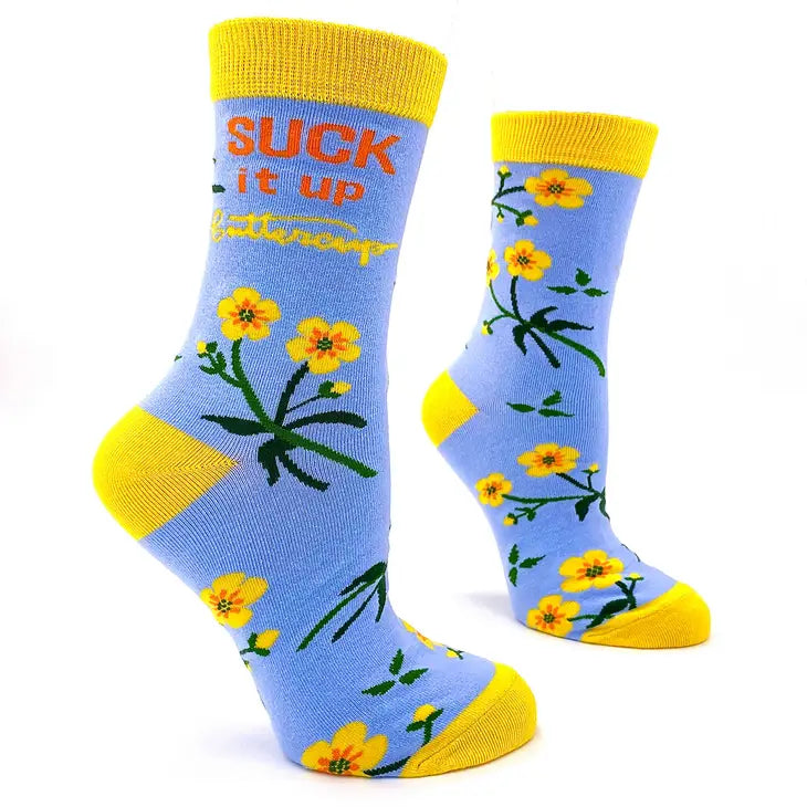 Suck It Up Buttercup - Women's Crew Socks - Mellow Monkey