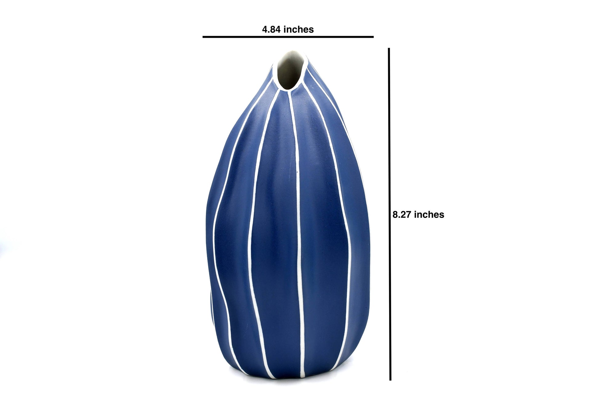 Seda - Handcrafted Porcelain Vase - Navy with White Stripes - 4.8 x 4.5 x 8.3 in - Mellow Monkey