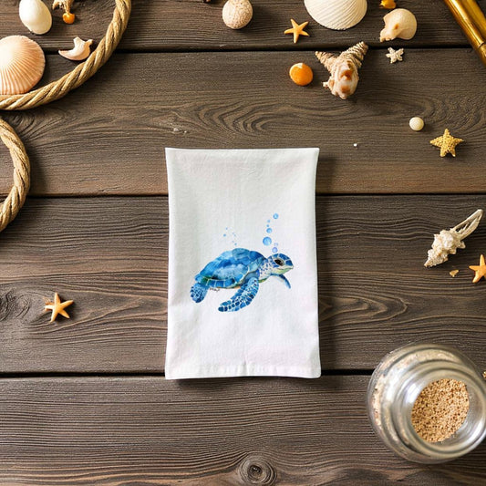 Blue Sea Turtle Flour Sack Towel - Mellow Monkey
