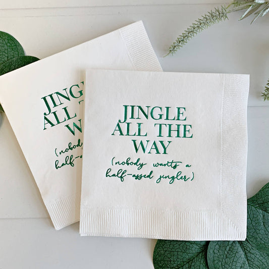 Jingle All the Way Cocktail Napkins - Green - Pack of 16
