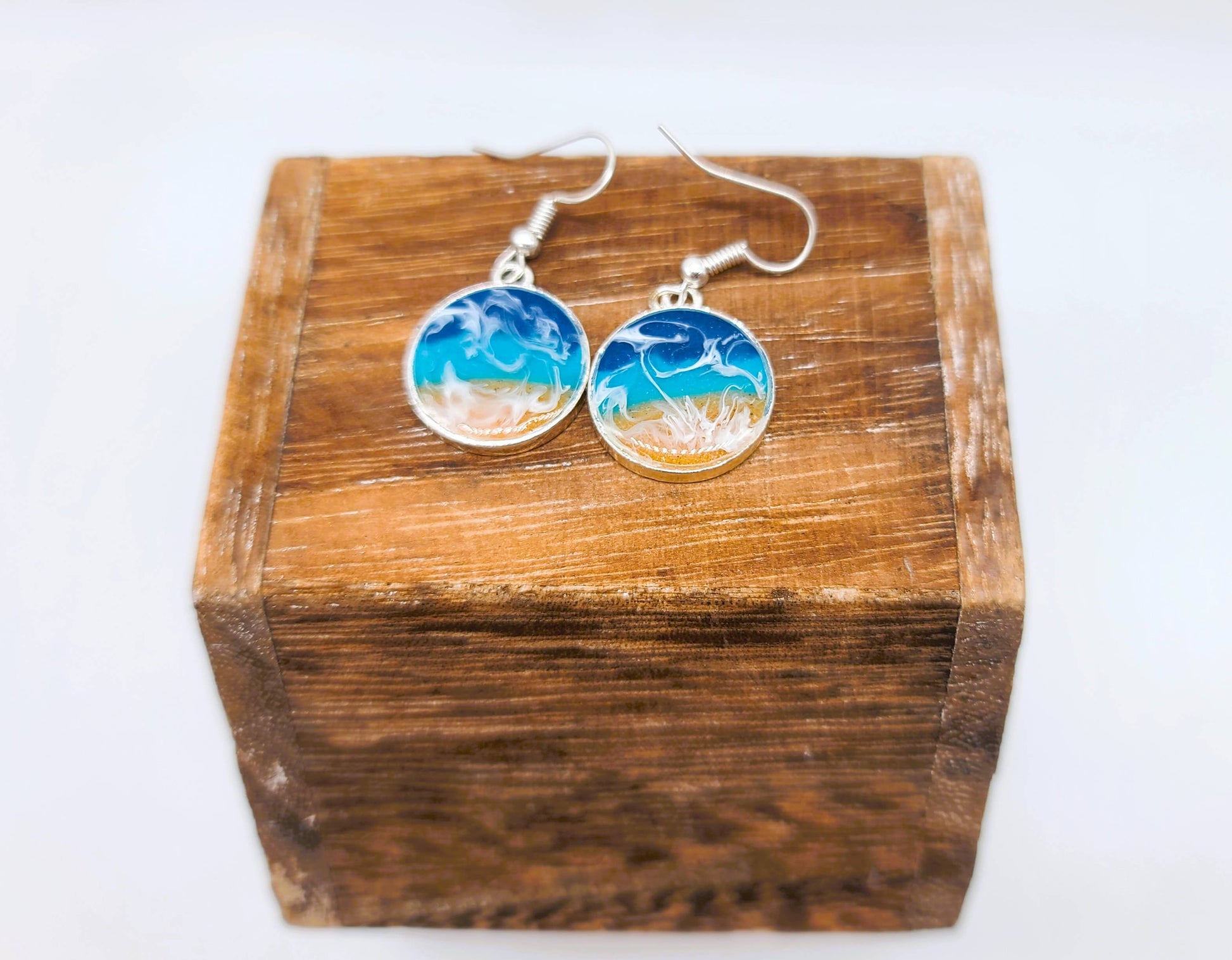 Handcrafted Resin Ocean Beach Wave Circle Earrings - Mellow Monkey