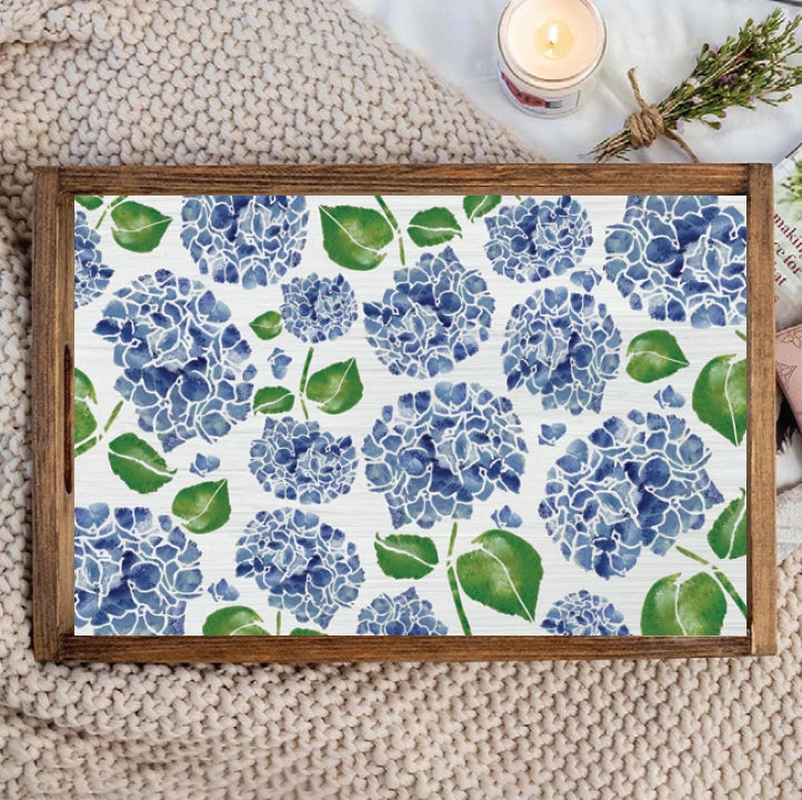 Scattered Hydrangea Handcrafted Wood Serving Tray - 19-1/2-in - Mellow Monkey