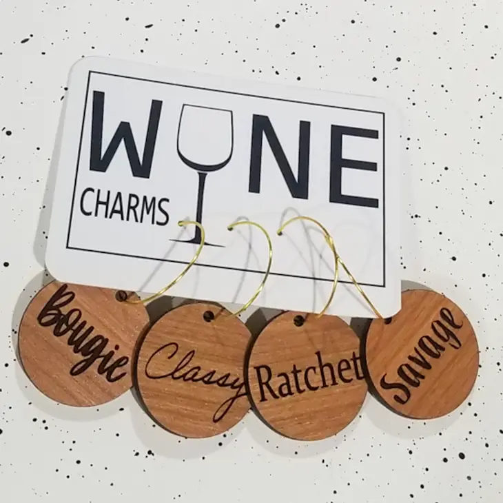 Bougie Wine Glass Charms - Cherry Wood - Mellow Monkey