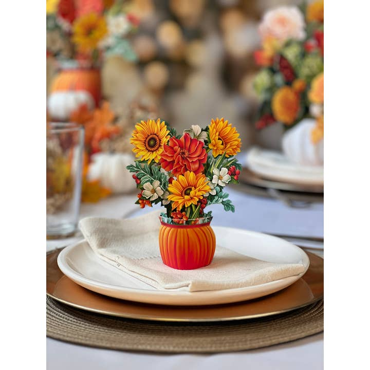 Freshcut Mini Pumpkin Harvest Pop-Up Bouquet & Greeting Card - Mellow Monkey