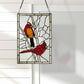 Annabelle Red Cardinals Stained Glass Window Panel - 18-1/2-in x 12-in