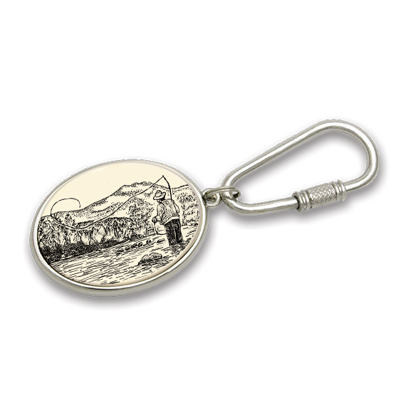 Fisherman - Porcelain and Stainless Steel Keychain - Mellow Monkey