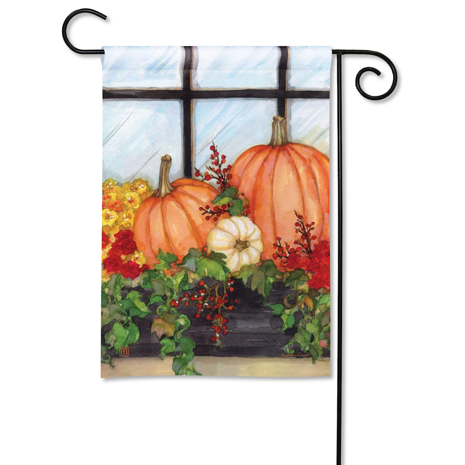 Autumn Window Premium Grade Garden Flag - 12-1/2 x 18-in From Studio M - Mellow Monkey