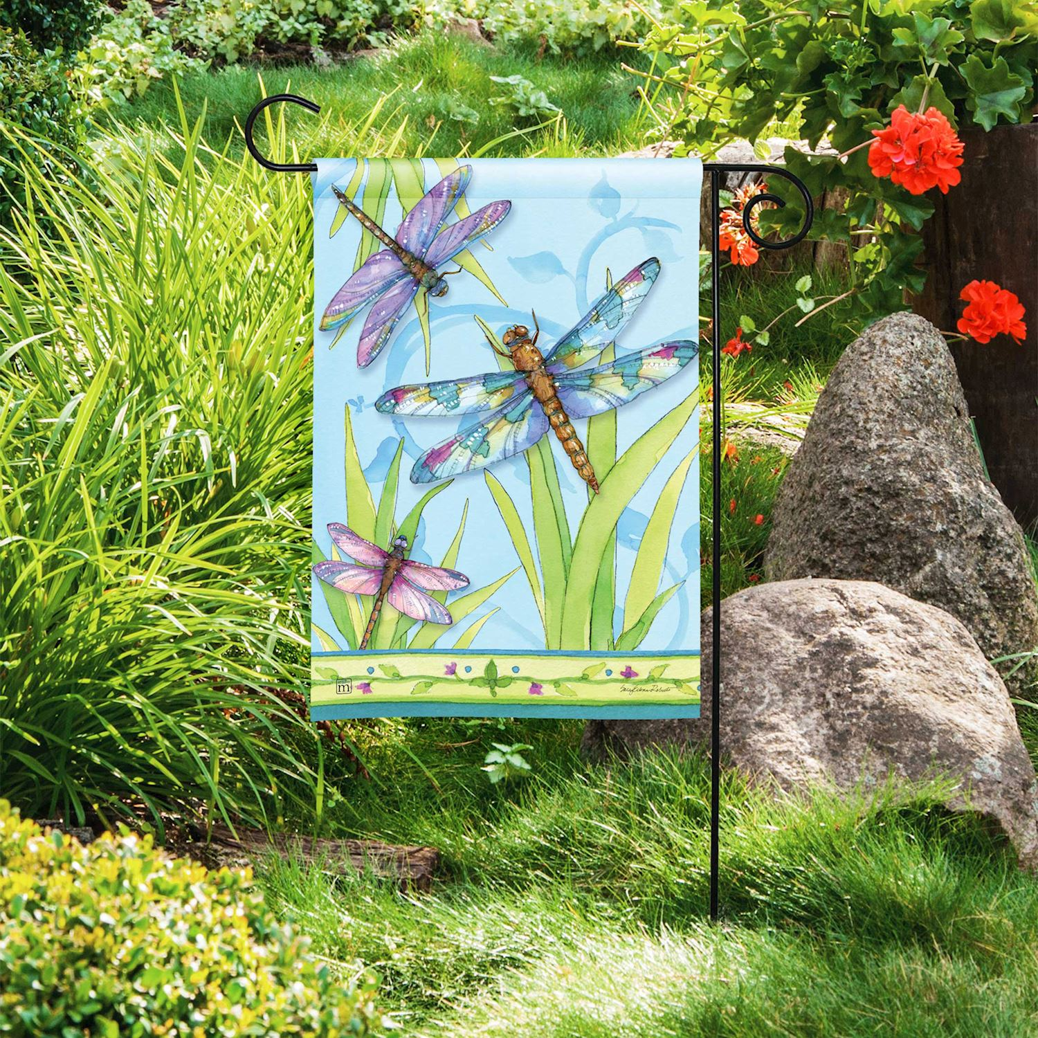 Dragonfly Days Premium Grade Garden Flag - 12-1/2 x 18-in From Studio M - Mellow Monkey