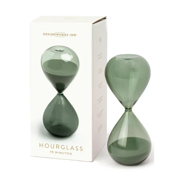 Evergreen Ombre Tinted 15 Minute Hourglass Timer - 6-1/2-in - Mellow Monkey