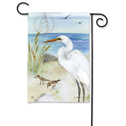 Serine Egret Premium Grade Garden Flag - 12-1/2 x 18-in From Studio M - Mellow Monkey