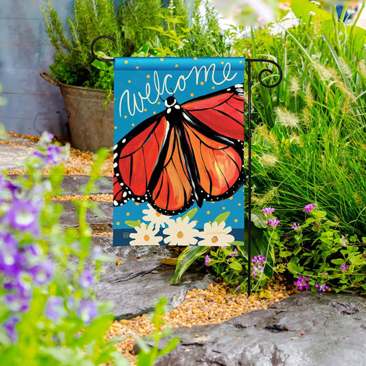 Welcome Monarch Garden Flag - 13-1/2 x 18-in From Studio M - Mellow Monkey