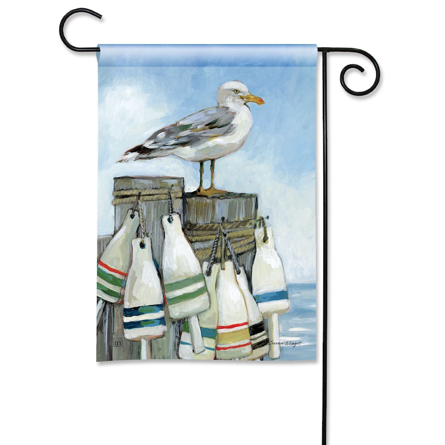 Perched Seagull Premium Grade Garden Flag - 12-1/2 x 18-in From Studio M - Mellow Monkey