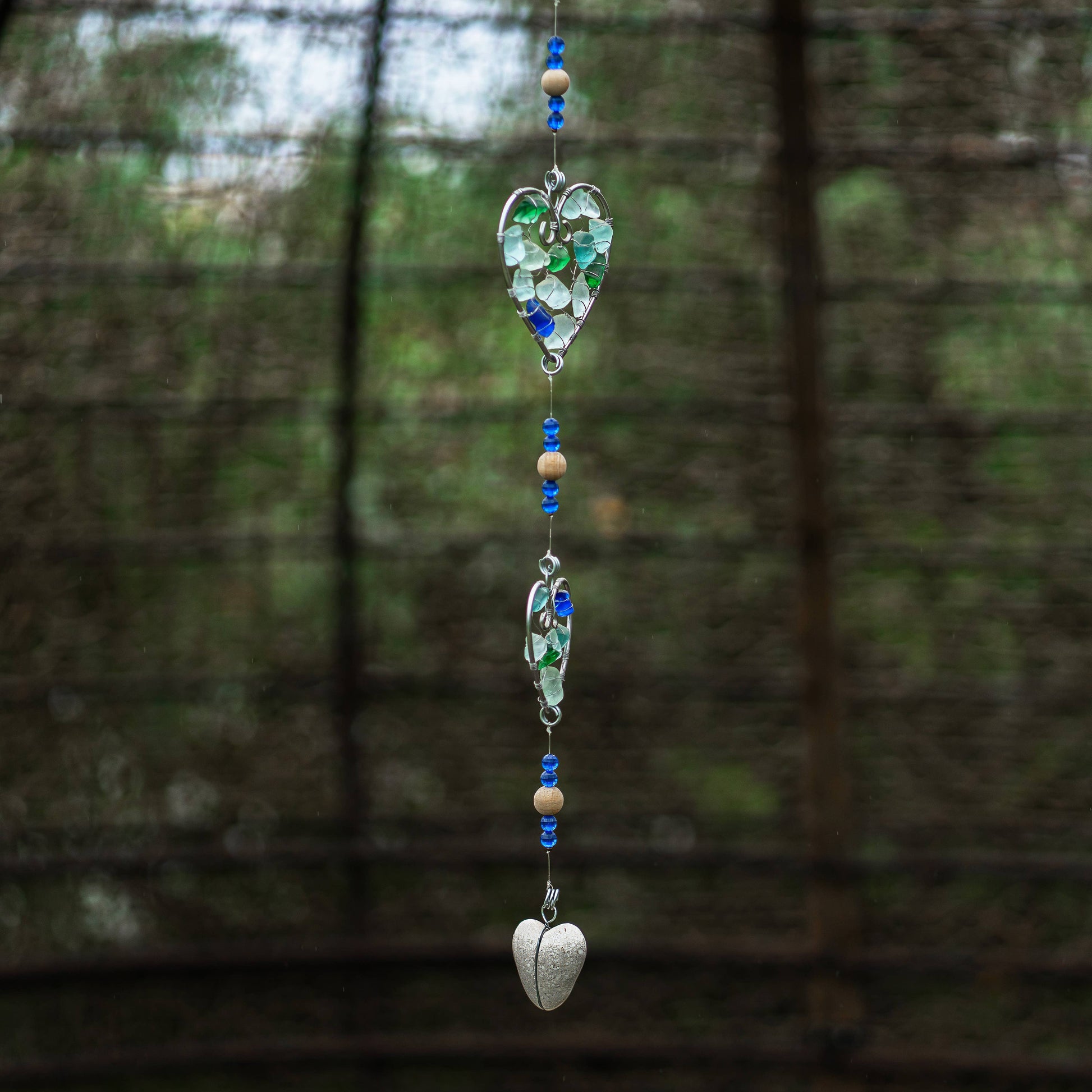 Recycled Glass Garland - Heart - 36-in - Mellow Monkey