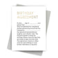 Birthday Agreement - Foil Pressed Birthday Card - Mellow Monkey