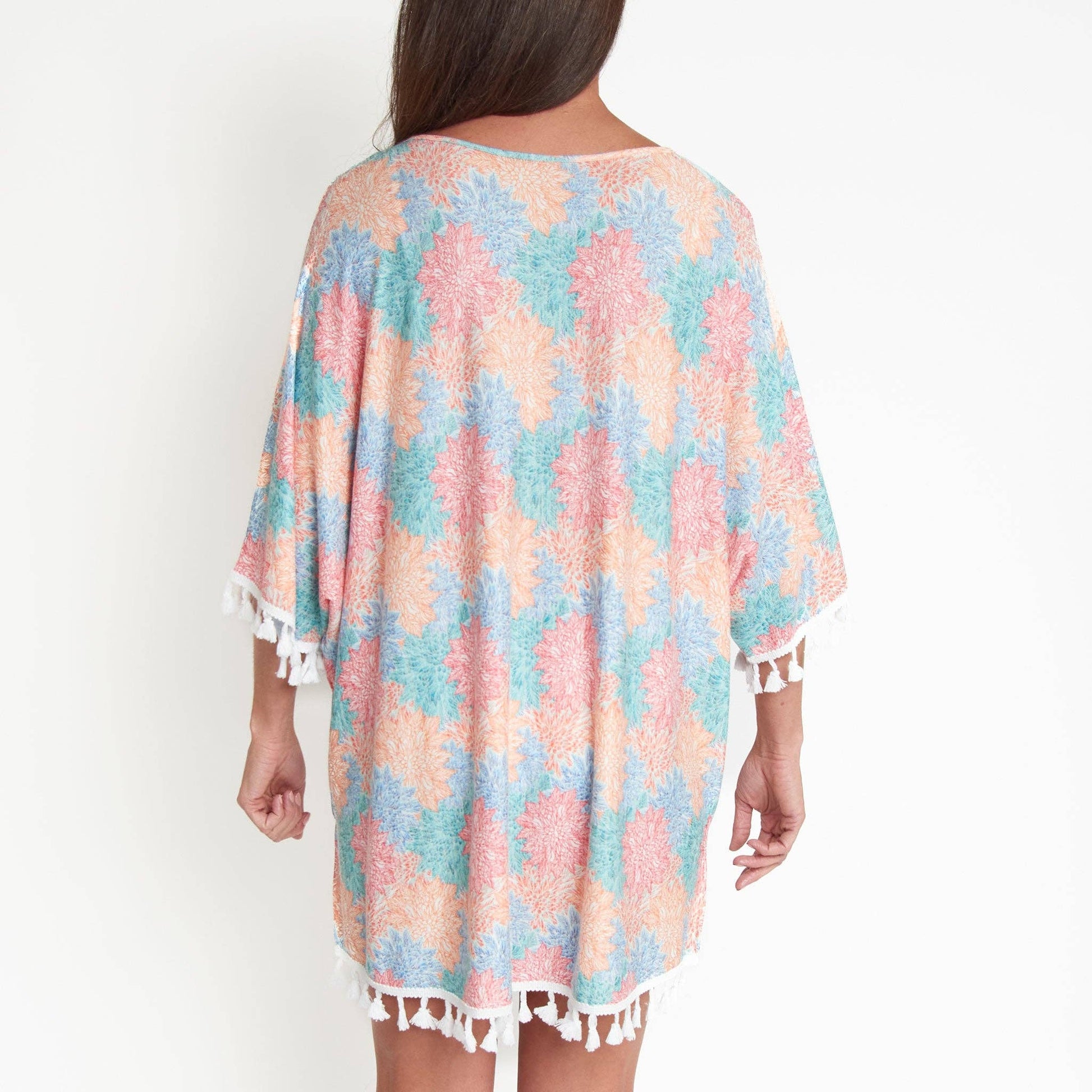 Elsie Fire Mandala One Size Fringe Swim Beach Cover Up - Mellow Monkey