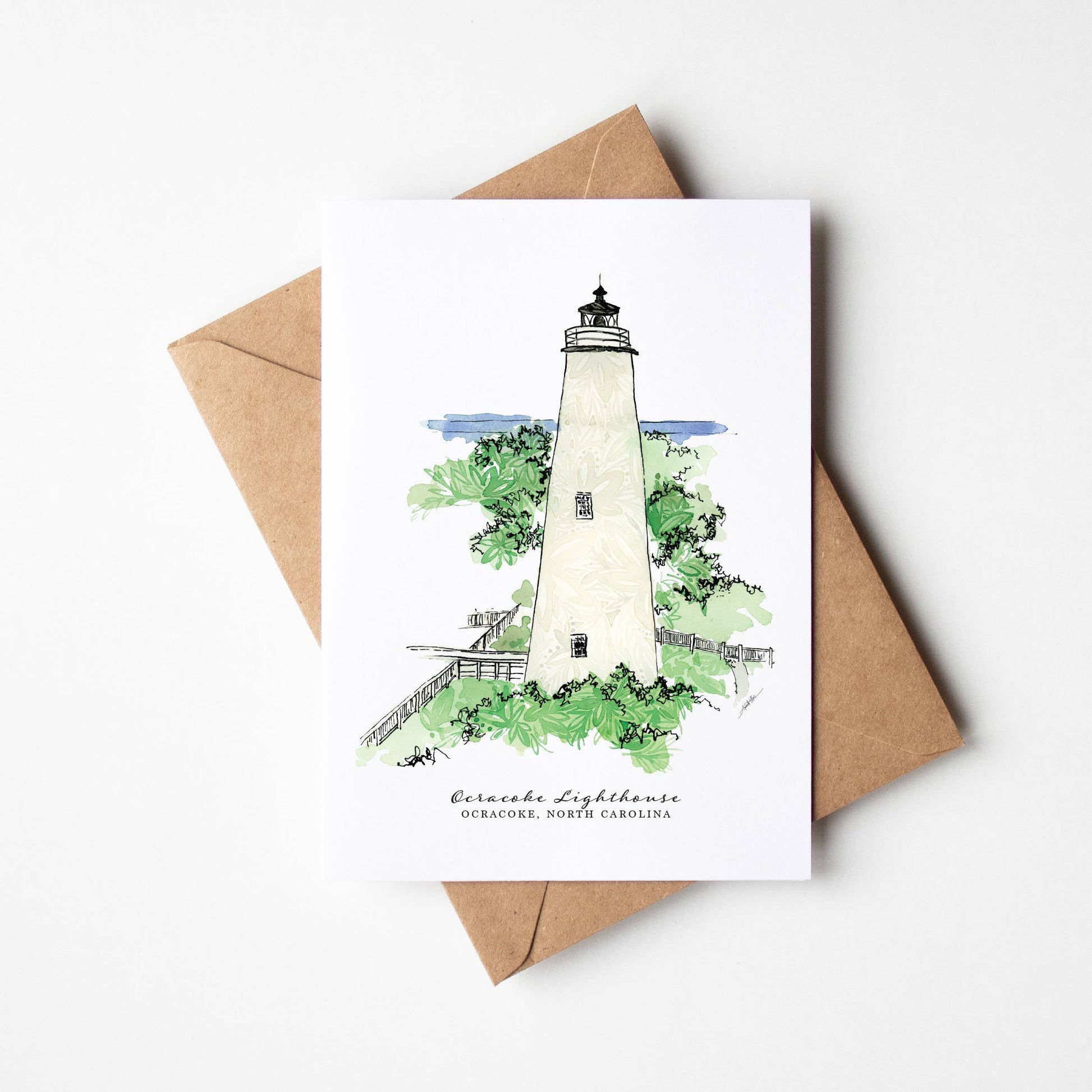 Ocracoke Lighthouse Single Notecard - NC Coast Collection - Mellow Monkey