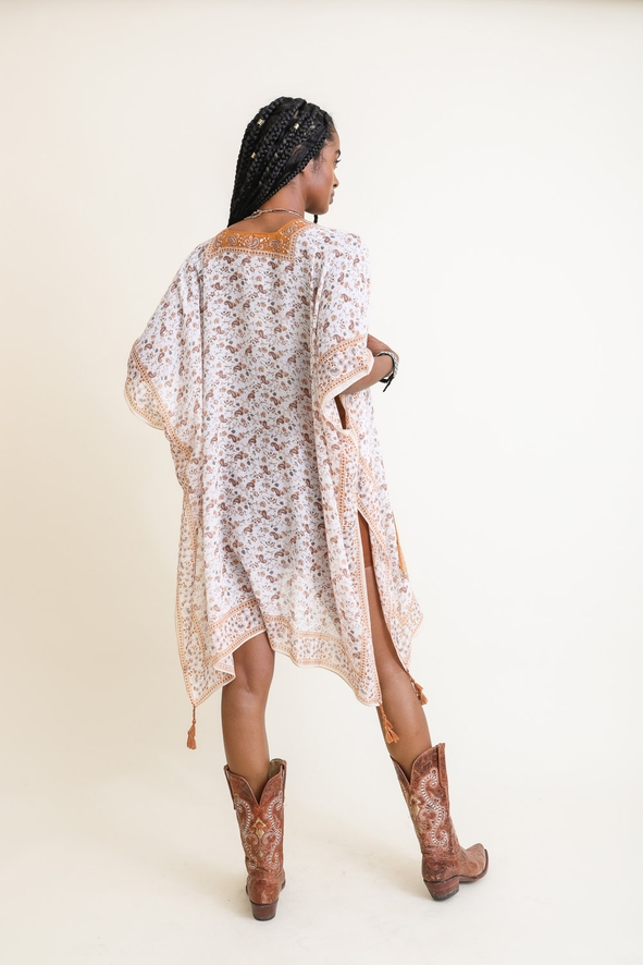 Ditsy Floral Paisley Camel Kimono - Mellow Monkey