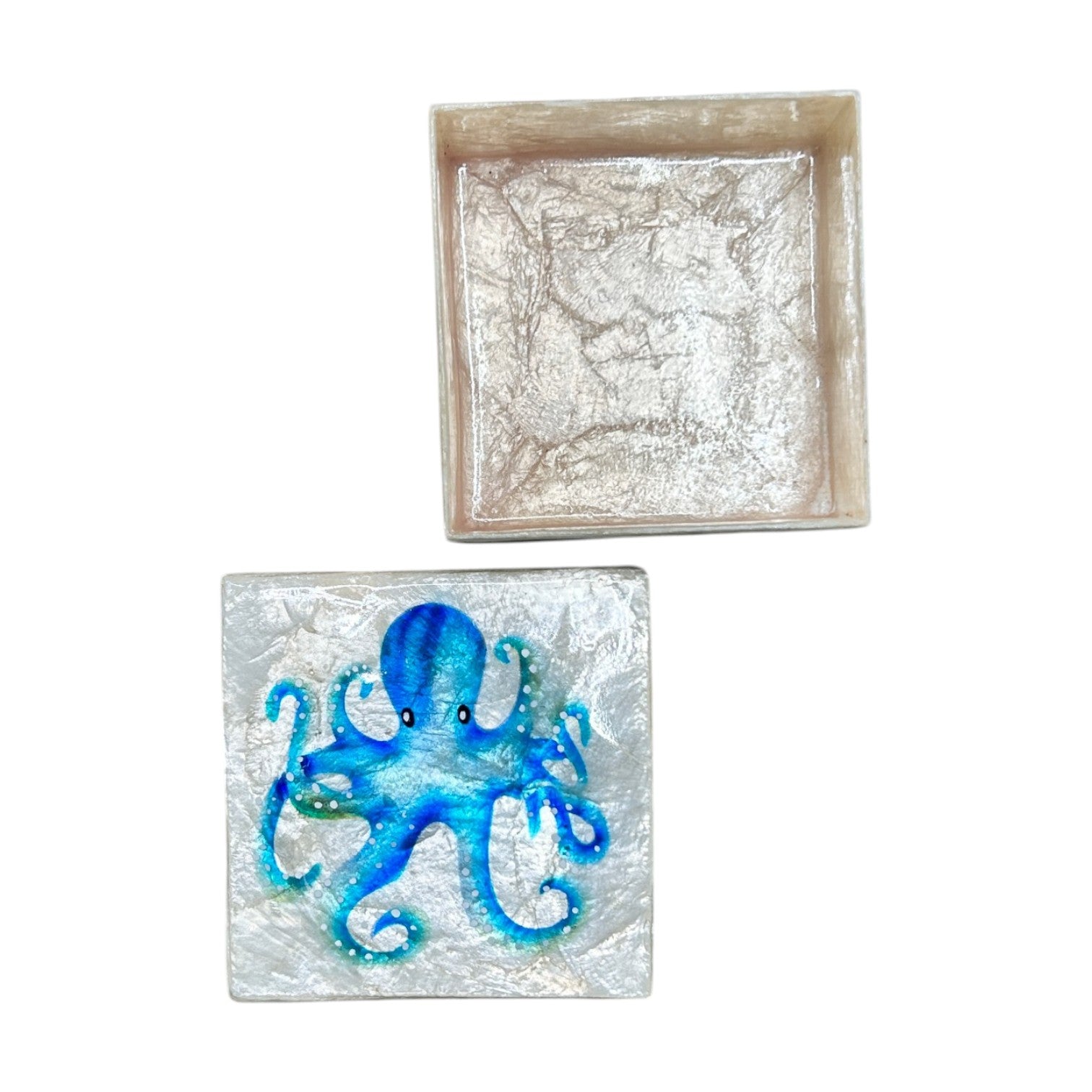 Capiz Blue Octopus - Trinket Box - 3-in - Mellow Monkey