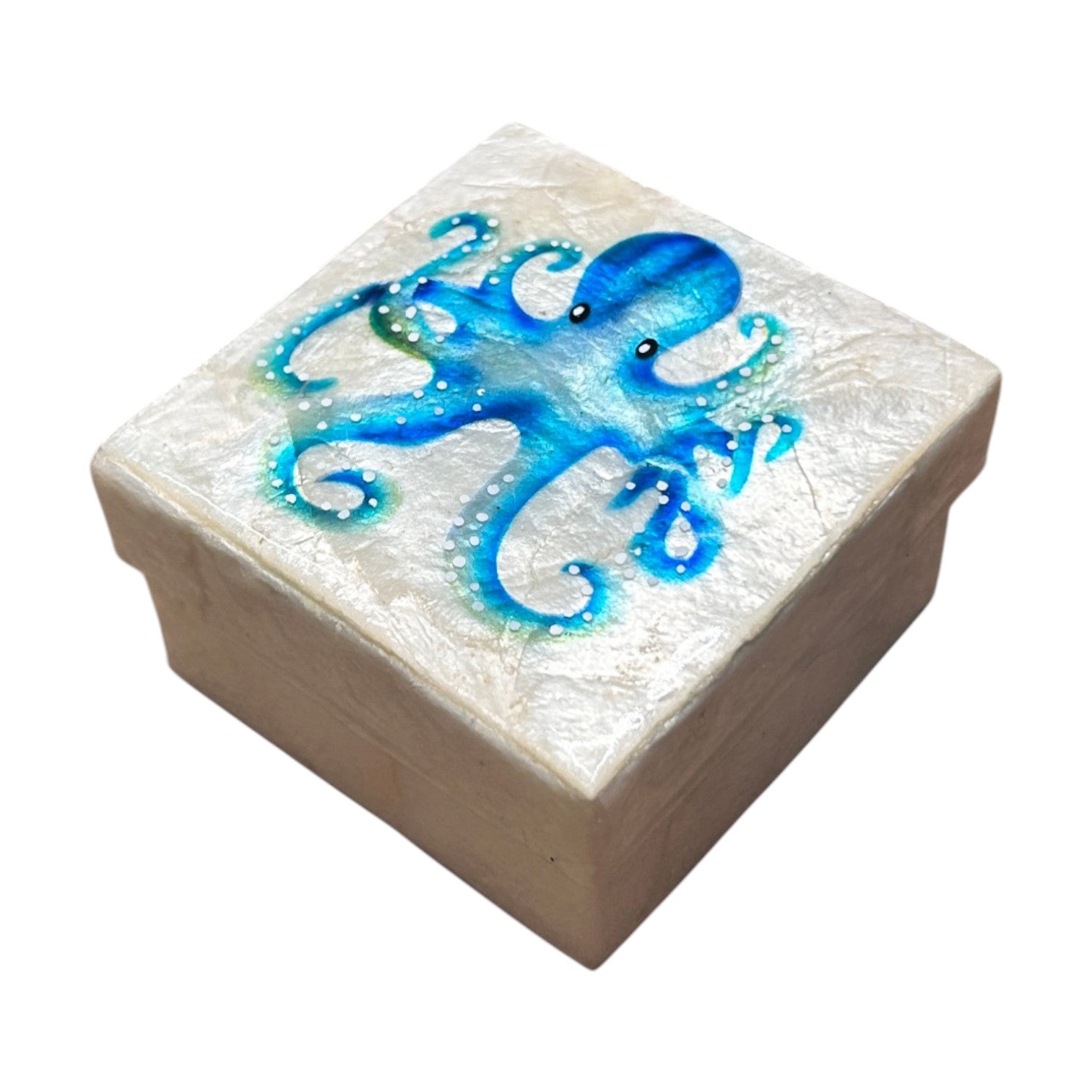 Capiz Blue Octopus - Trinket Box - 3-in - Mellow Monkey
