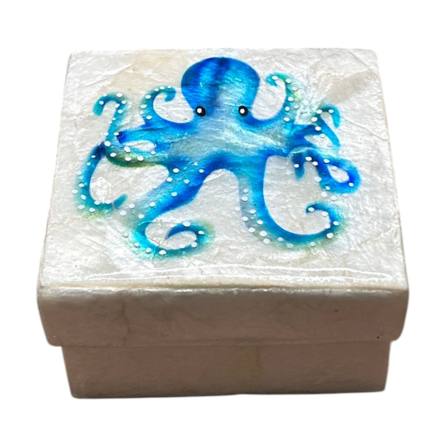 Capiz Blue Octopus - Trinket Box - 3-in - Mellow Monkey