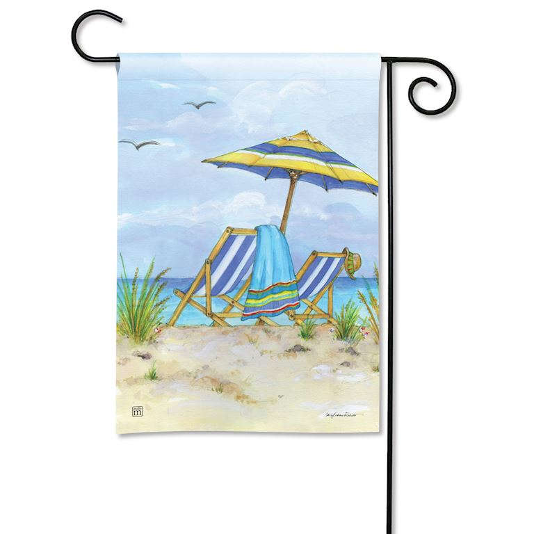 A Day At The Beach Premium Grade Garden Flag - 12-1/2 x 18-in From Studio M - Mellow Monkey
