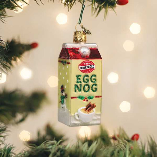 Eggnog Carton - Old World Christmas Blown Glass Holiday Ornament - Mellow Monkey