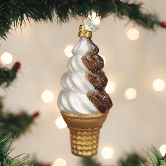 Chocolate Swirl Soft Serve - Old World Christmas Blown Glass Holiday Ornament - Mellow Monkey