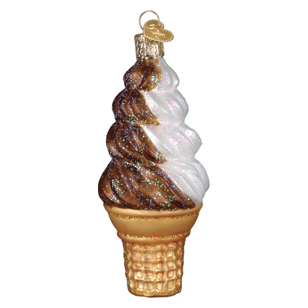Chocolate Swirl Soft Serve - Old World Christmas Blown Glass Holiday Ornament - Mellow Monkey