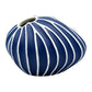 Mini Pebble - Handcrafted Porcelain Bud Vase - Navy with White Stripes - 3.4 x 2.6 x 2.4 in - Mellow Monkey
