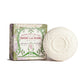 White soap bar with 'Savon Lilas Blanc' packaging on a white background