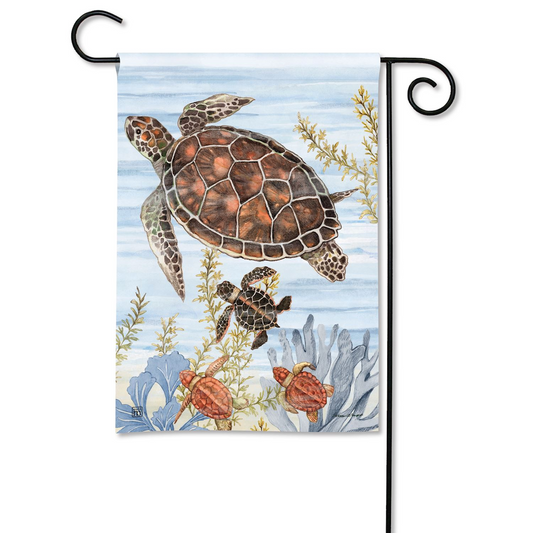 Just Keep Swimming Sea Turtles Premium Grade Garden Flag - 12-1/2 x 18-in From Studio M - Mellow Monkey