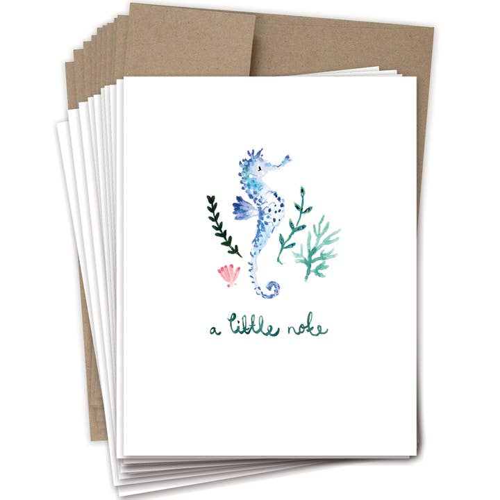 A Little Note Boxed Notecard - Seahorse - Set of 10 - Mellow Monkey