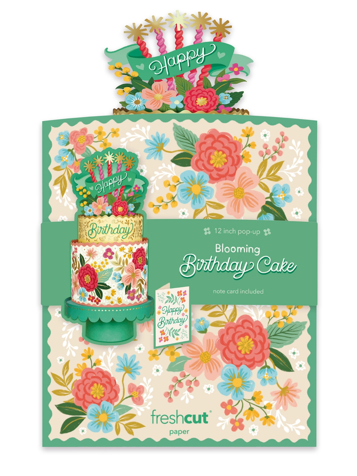 Freshcut Paper Blooming Birthday Cake Pop-Up Greeting Card - Mellow Monkey