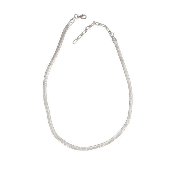 Silver Herringbone Chain Necklace - Mellow Monkey