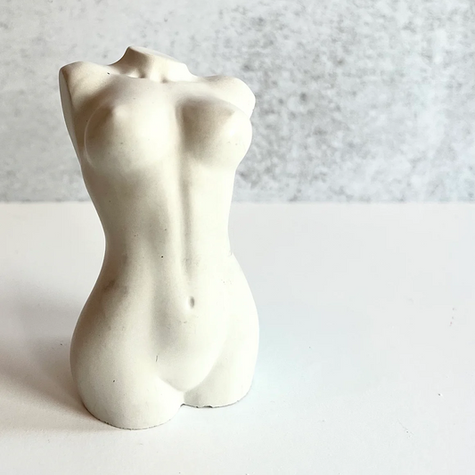 Female Torso Sculpture - Small Body Figurine - Off White - Mellow Monkey
