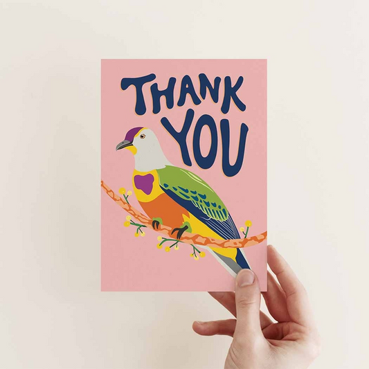 Rose-Crowned Fruit Dove Thank You Greeting Card - Mellow Monkey