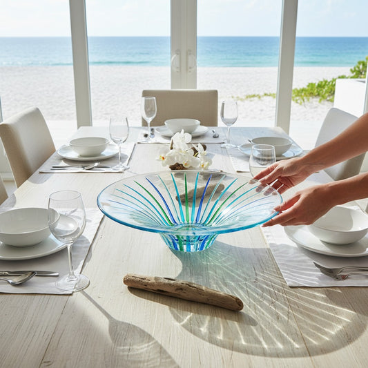 Aqua Timeless Centerpiece - Venetian Glass Bowl - Mellow Monkey