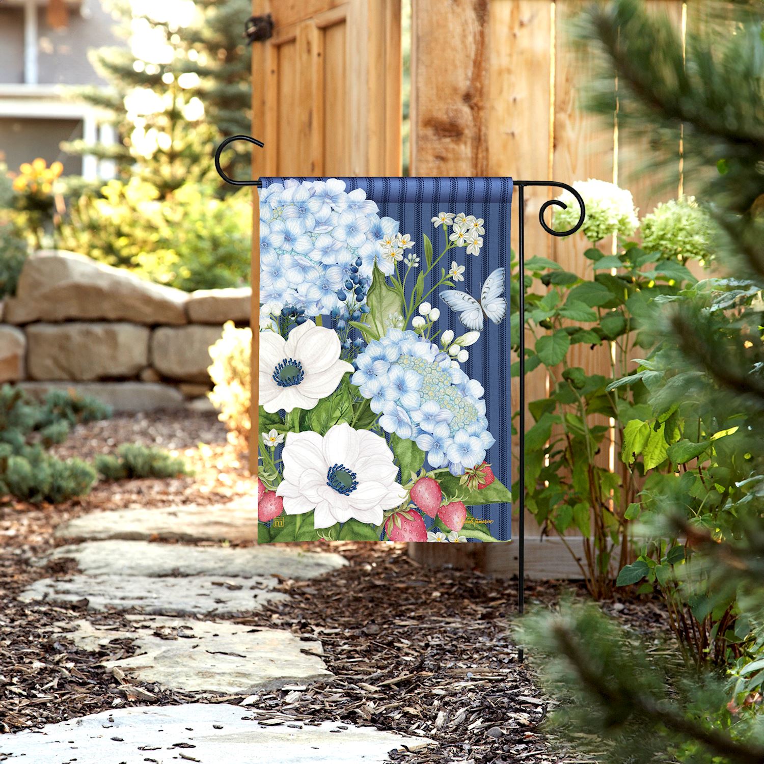 Strawberry Summer Garden Flag - 12-1/2 x 18-in From Studio M - Mellow Monkey