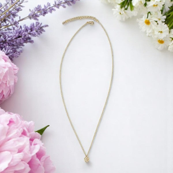 Gold Daisy with Pearl Pendant Necklace - Mellow Monkey