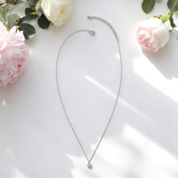 Silver 4 Petal Flower Pendant Necklace - Mellow Monkey