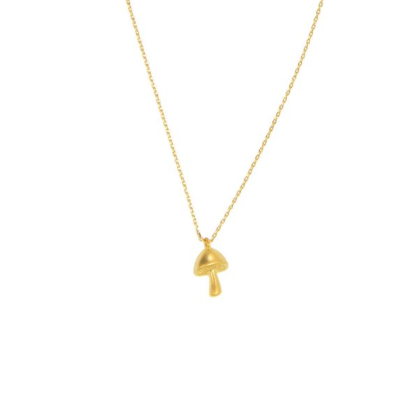 Gold Mushroom Pendant Necklace - Mellow Monkey