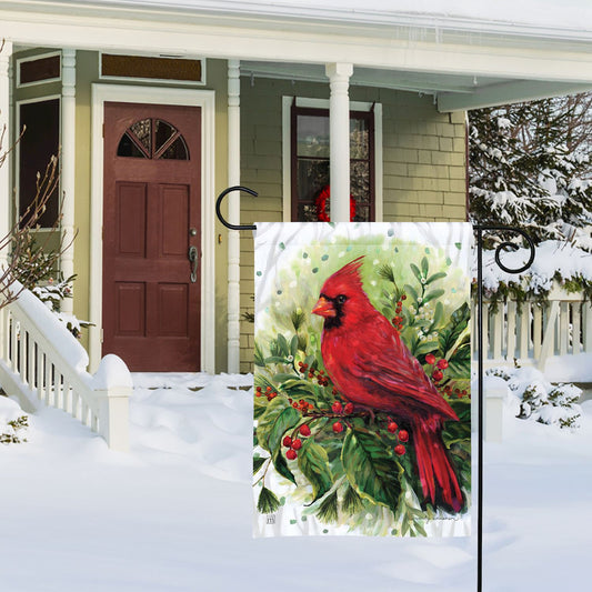 Cardinal on Winter Boughs Garden Flag - 14 x 10-in From Studio M - Mellow Monkey