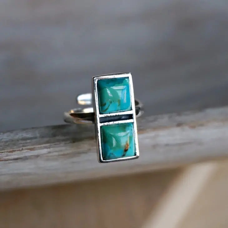 Imala Turquoise Adjustable Ring - Sterling Silver - Mellow Monkey